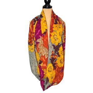 Vismaya Wool Silk Infinity Scarf Floral Lagenlook Look Art To Wear Floral
